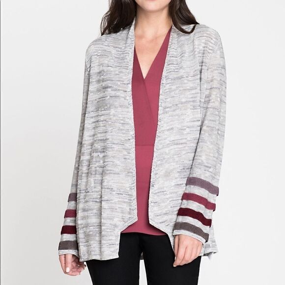 NIC + Zoe Ombré Cuff Gray Space Dye Cardigan Size S - Picture 2 of 15